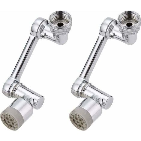Lot De 2 Rallonges De Robinet Rotatives À 1080 Degrés, Rotation À 1080 Degrés, Filtre Anti-éclaboussures Universel Pour Cuisine, Salle De Bain, Rallonge De Robinet Double Mode Chromée