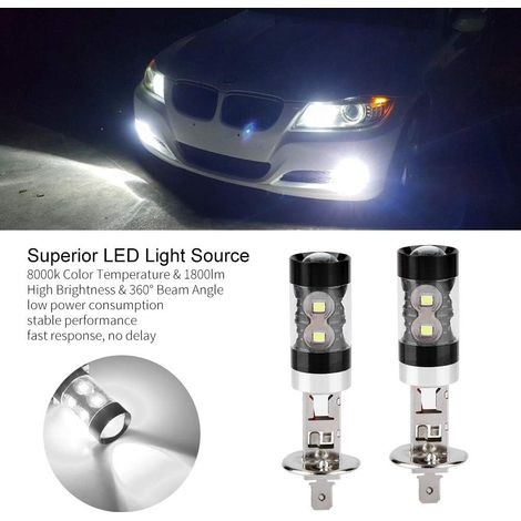 Scheinwerferlampe, 2 Stück H1 8000k Weiß 50w Led Hochleistungs-scheinwerferlampe Nebelscheinwerfer-set Auto-fahrlicht