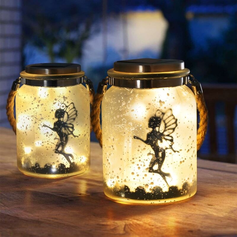 Solar-gartenlaterne, Solarleuchte, Dekorative Tischlampe, Gartengeschenk, Hängende Solardekoration, Wasserdichter, Mattweißer Glas-hängetopf, Warme Mini-led-gartenlaterne