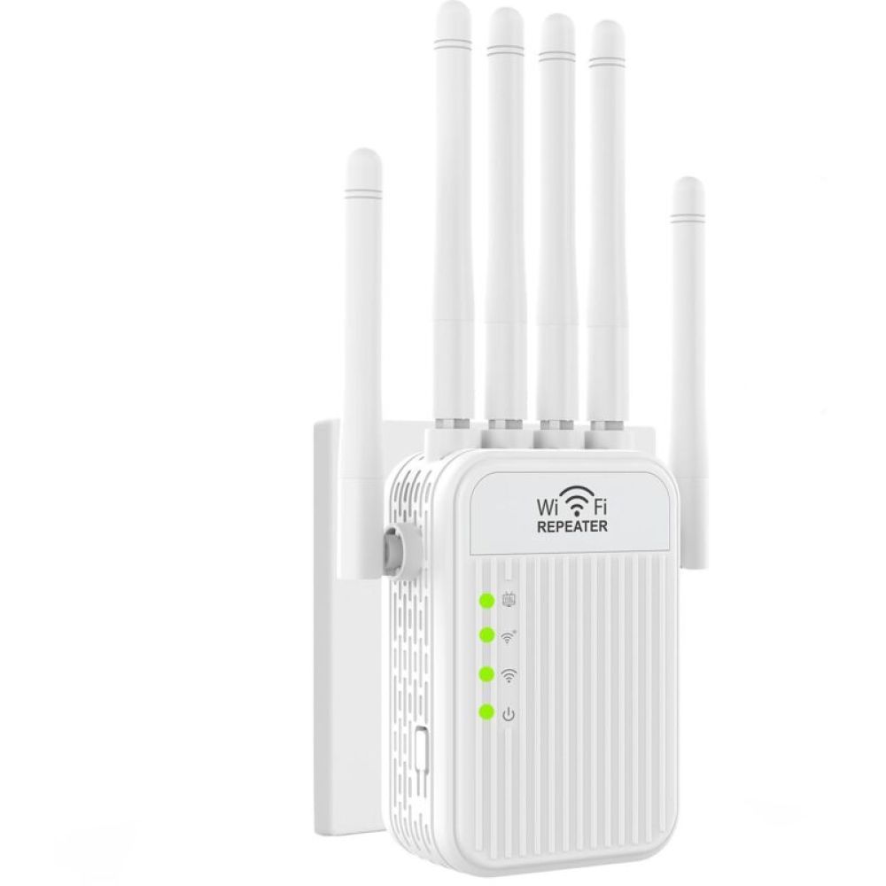 – Leistungsstarker 300-mbit/s-wlan-repeater – 6 Externe Antennen – Reichweite Bis Zu 1200 M² – 2 Ethernet-anschlüsse – Einfache Installation