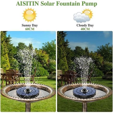 Schwimmender Solar-gartenbrunnen (3 W) – Sprühhöhe 30–60 Cm – 7 Düsen – 900-mah-akku – Farbige Led-beleuchtung