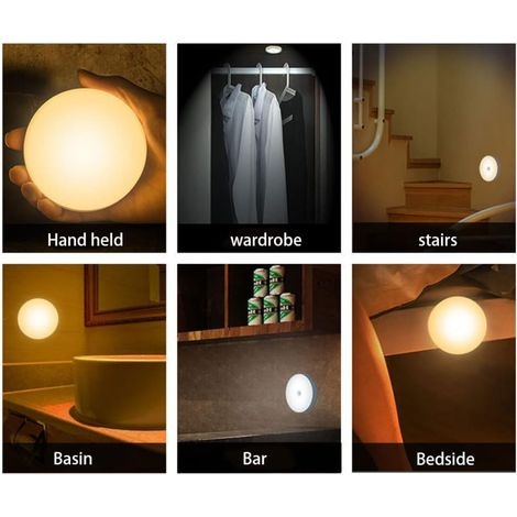 Led-nachtlicht Mit Bewegungsmelder, 6 Leuchten, Körperlichtsensor, Usb-aufladbar, Wärmendes Geschenk