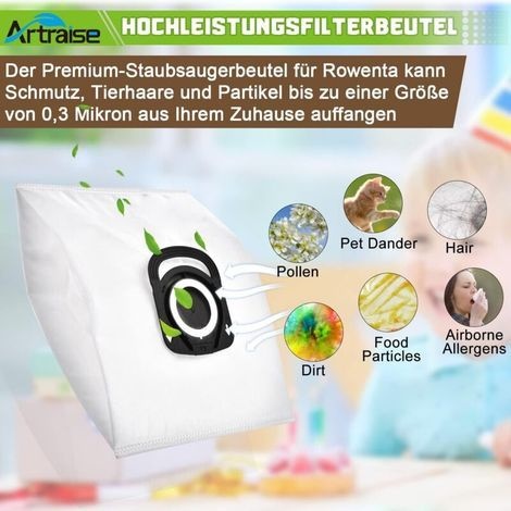 Packung Mit 10 Staubsaugerbeuteln - Für Hygiene + Zr200520, Für Compact Power, X-trem Power Und Silence Force (ro64xx Ro63xx Ro68xx Ro39xx)