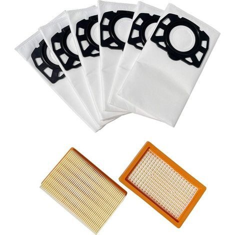 2 Filter Und 6 Ersatzbeutel, Kompatibel Mit Kärcher Wd4, Wd5 P 2.863-006.0, Wd5p, Wd6 Premium, Wd6 P, Mv4, Mv5 Und Mv6 Staubsaugerbeutel-zubehör