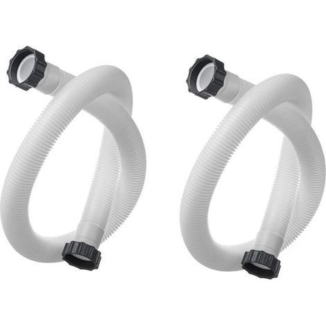 Set Mit 2 Ersatzschläuchen Für Schwimmbadfilter – Durchmesser 38 Mm – Länge 150 Cm Mit Muttern – Kompatibel Mit Pumpen