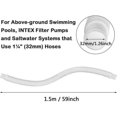 2 Stück 32-mm-pool-ersatzschlauch, Poolschlauch, Ersatzschlauch Für Poolfilterpumpen (1,5 M) Für 300, 330, 530 Und 1000 Gph