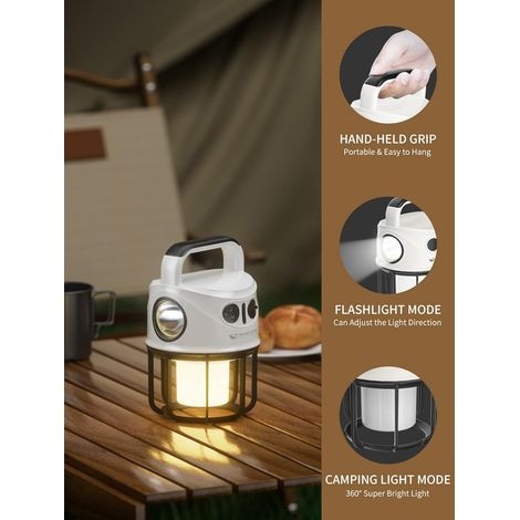 Campinglaterne, Leistungsstarke Wiederaufladbare 2400mah Led-campinglampe, Wasserdichte Zeltlampe Mit 6 Einstellbaren Helligkeitsstufen Für Angeln/notfälle/wandern
