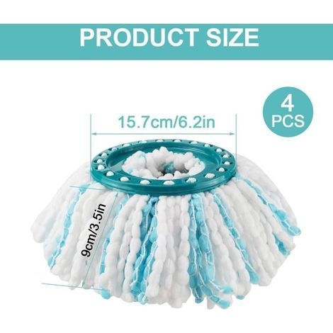 4-teiliges Ersatzkopf-set Für Das Leifheit Clean Twist Disc Mop Micro Kit, 2-faser-system-moppkopf Für Leifheit Mop, Ersatz-fransenpads, Für Alle Bodenarten, Schmutzpartikel