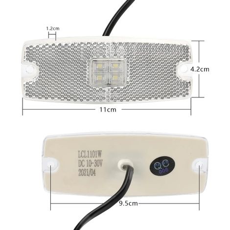4-teiliges Led-anhänger-positionsleuchten-set Für 12v/24v-lkw, Seitenmarkierungsleuchten Mit Reflektoren, E-prüfzeichen, Wasserdicht, Inklusive 8 Befestigungsschrauben Und Schaumstoffpads – Weiß