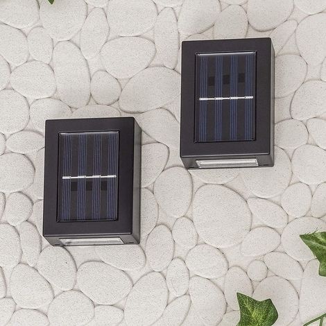 Solar-wandleuchte Für Den Außenbereich, Staubdicht, Led-beleuchtung Nach Oben Und Unten Für Garten, Terrasse, Garage, Haustür, Einfahrt, Gehweg (2er-set) (kaltweiß)