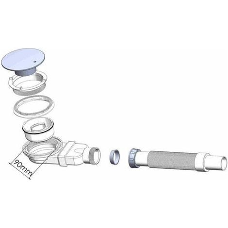 90-mm-duschablauf, Extra Flach, Ablaufloch Für Duschwanne, Siphon Mit Geruchsbindung, Haarsieb, Chromabdeckung, Weiß