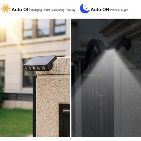 Solarbetriebene Außenleuchten Mit Bewegungsmelder, 3 Modi, 120°-weitwinkel, Wasserdichte Led-wandleuchten Für Gartenwege, Zäune Und Tore, Kaltweißes Licht, 2 Stück