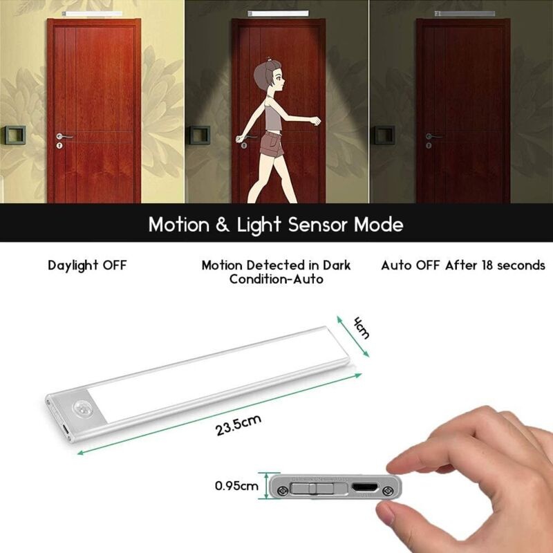 37-led-schrankleuchte, Tragbare Automatische Schrankleuchte, Bewegungsmelderleuchte, Magnetische Kabellose Usb-lade-led-streifenleuchte, Geeignet Für Schränke, Küchen, Treppenhäuser, Flure