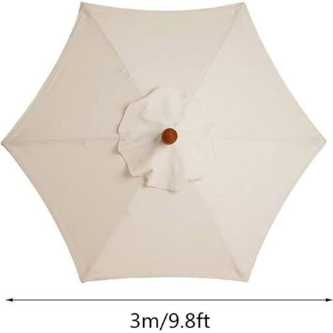 Ersatzbezug Für 6-streben-sonnenschirme, 3m Wasserdicht, Uv-schutz, Weiß