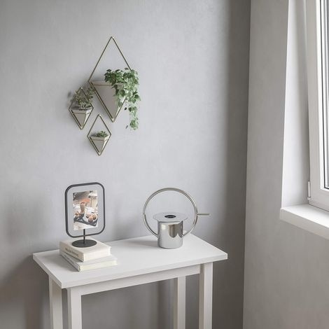 Geometrischer Hängepflanztopf Und Wanddekoration Für Kleine Pflanzen, Sukkulenten Und Mehr, Weiß/messing, 2er-set