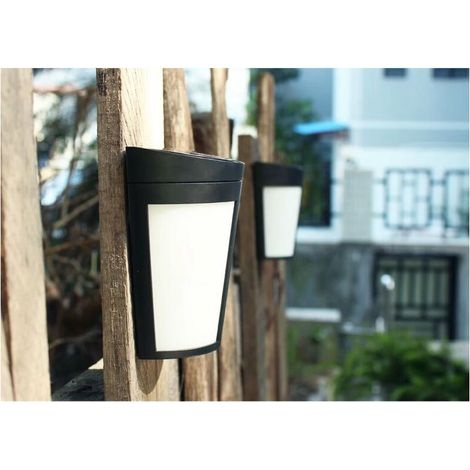 4-teiliges Solar-wandleuchten-set, Solar-wandleuchte Für Die Gartenbeleuchtung, Zaunbeleuchtung, Weißes Licht