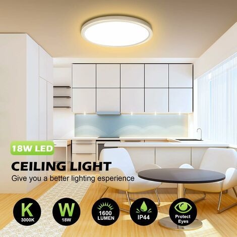 Led-deckenleuchte, 24 W Wasserdichte Deckenlampe 3000 K Moderne Runde Deckenleuchte 1600 Lm Led-deckenleuchte Für Wohnzimmer, Schlafzimmer, Küche, Balkon, Flur, Badezimmer [energieklasse E]