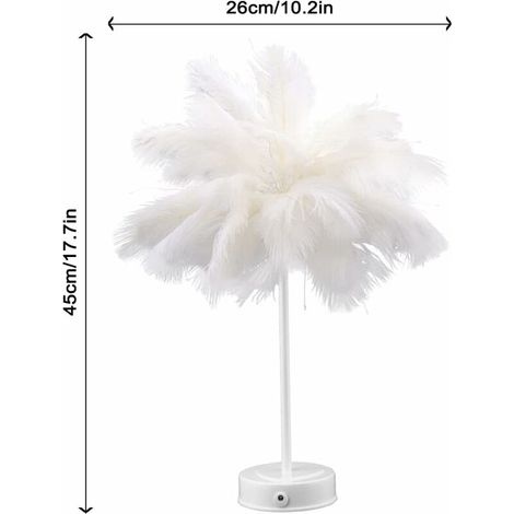Weiße Federlampe Mit Fernbedienung, Nachttischlampe, Ip42, Drei Betriebsmodi