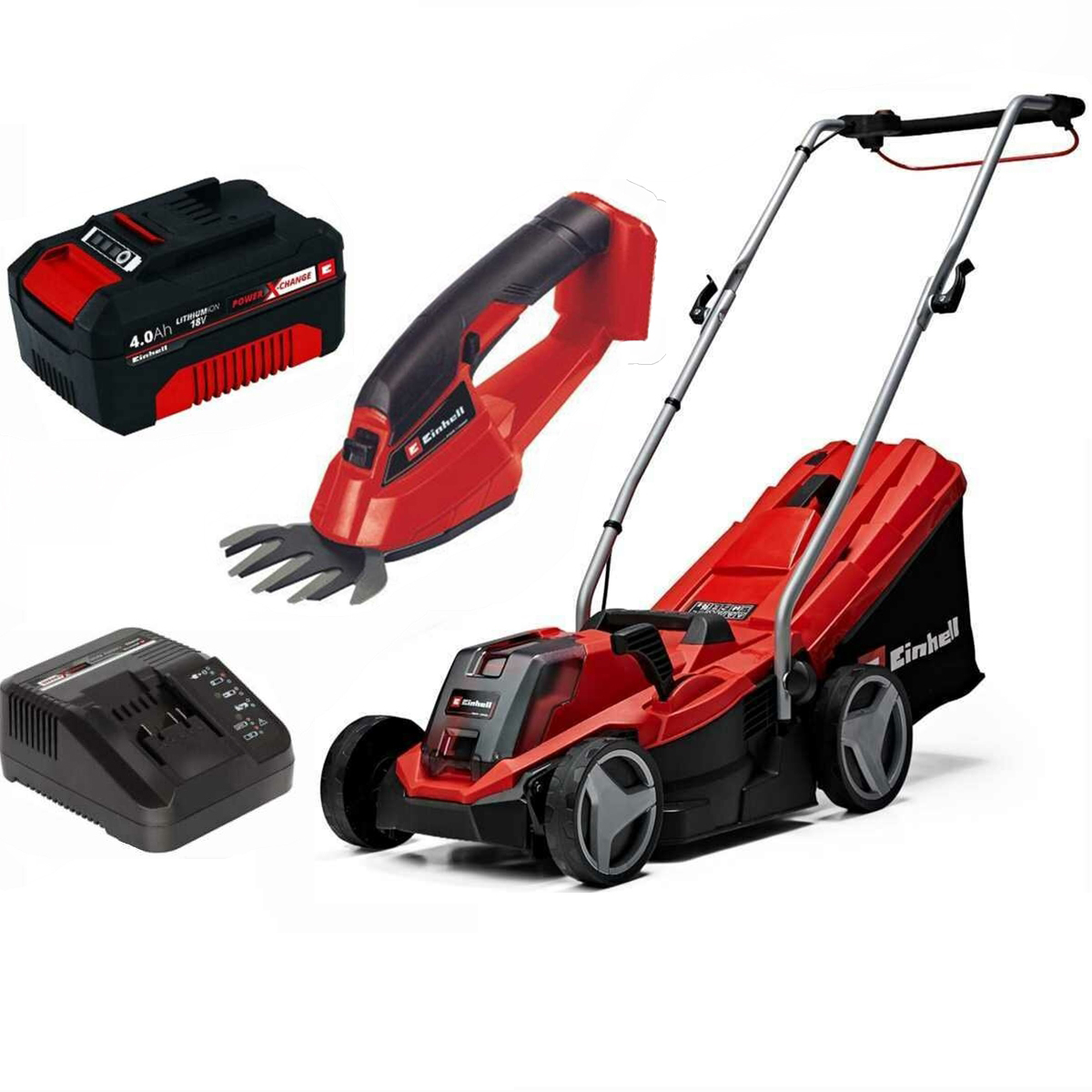Einhell Rasenmäher Ge-cm 18/33 Li 18v Akku 4.0 Ah + Ladegerät + Grasschere
