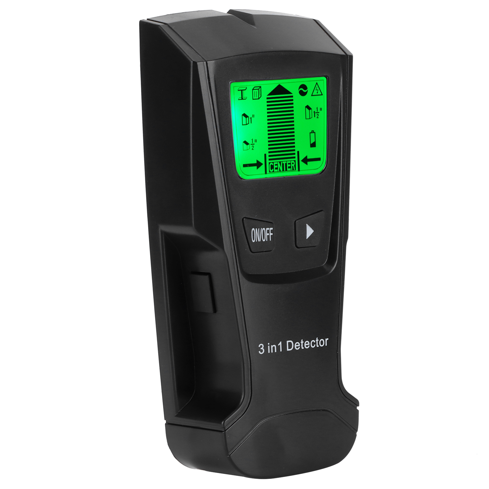 3-in-1-metall-/elektrokabel-/balkendetektor, Tragbarer Wandscanner, Lcd-bildschirm, Schwarz