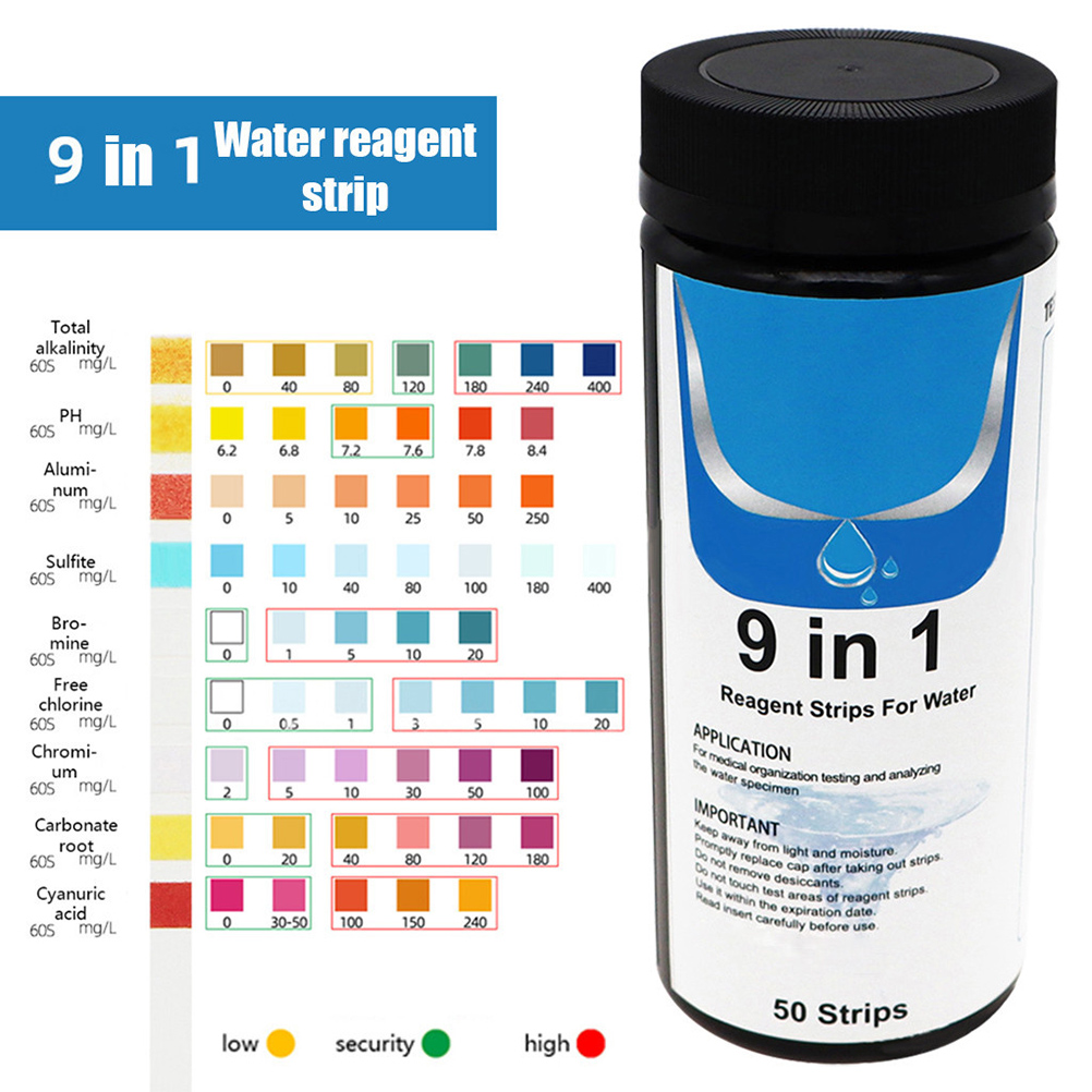 9-in-1 Wasserteststreifen: Wasserqualitätstester, Wasserhärtetest