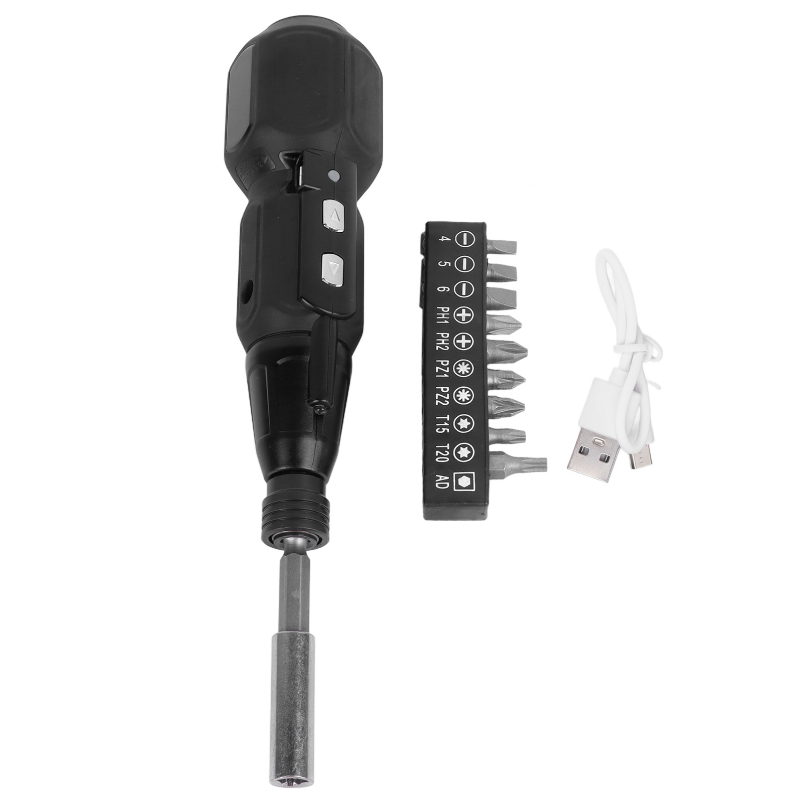 Akku-schrauber Mit Led-licht, Gehäuse Aus Legiertem Stahl, 900-mah-akku, Usb-ladeanschluss, Bedienungsanleitung, 2-in-1-set, Schwarz