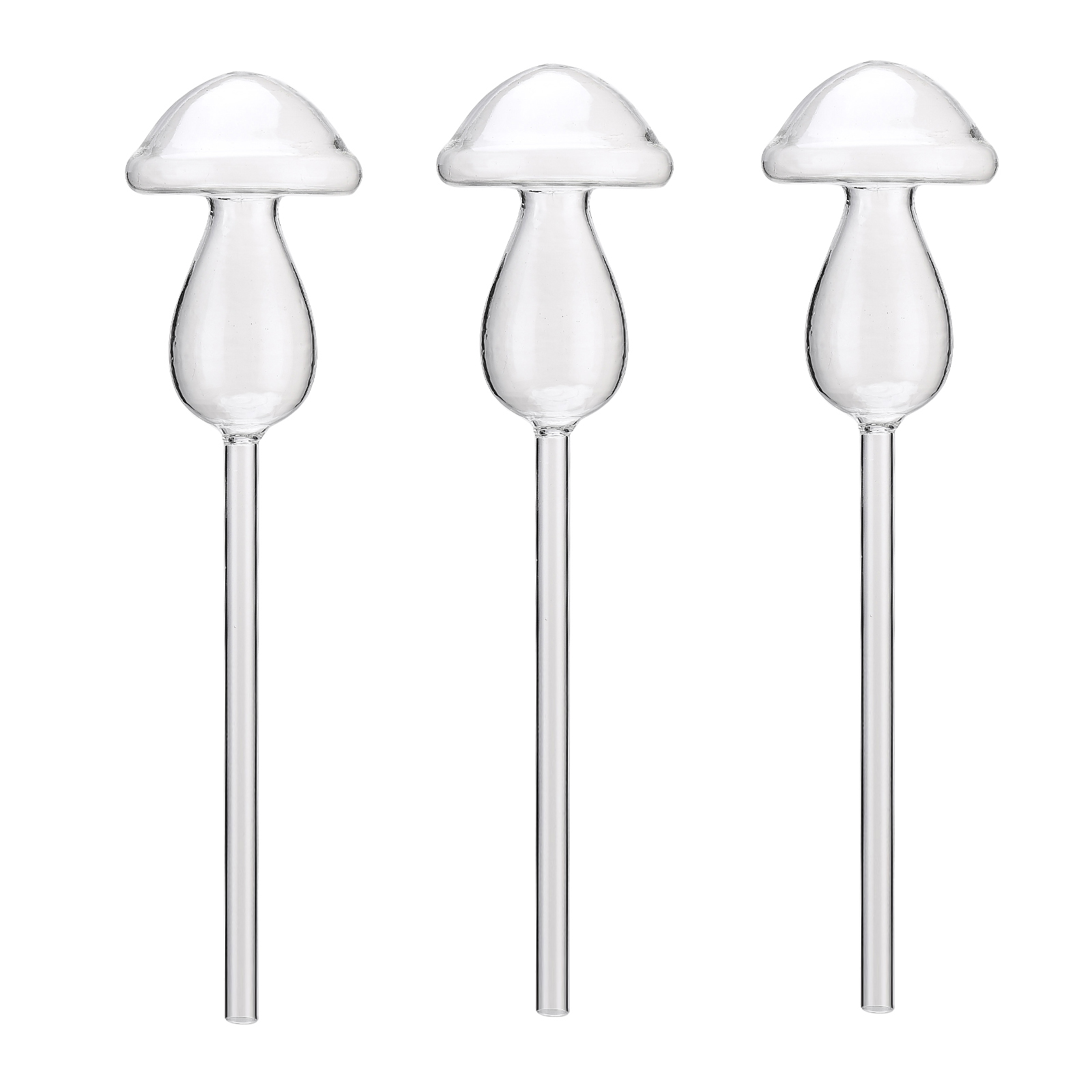 Set Aus 3 Kleinen, Transparenten Glas-bewässerungskugeln, Automatische Bewässerungssysteme Für Zimmer- Und Gartenpflanzen.