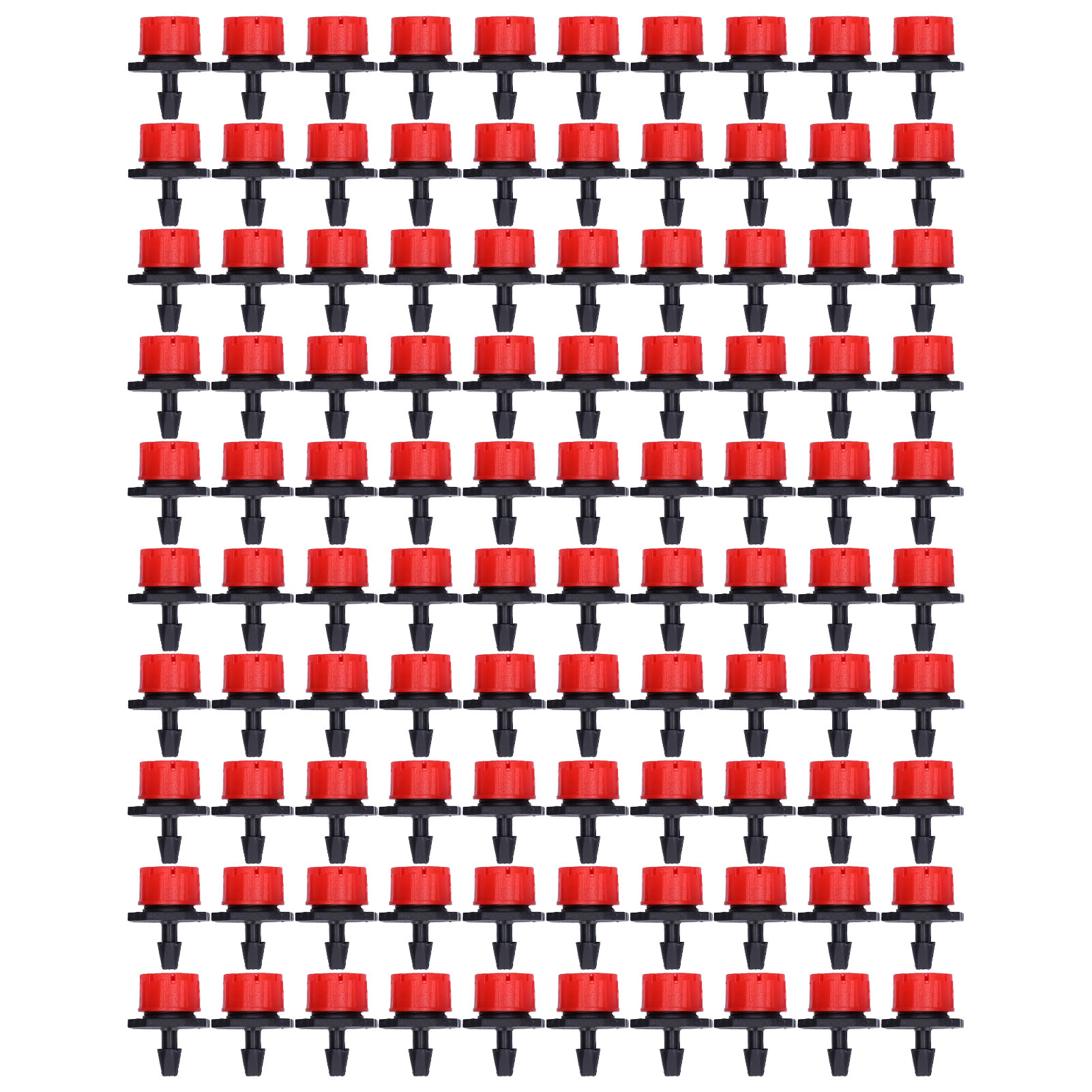 Packung Mit 100 Verstellbaren 8-loch-tropfern Für Die Tropfbewässerung, Ideal Für Garten, Gewächshaus Und Hof (rot).