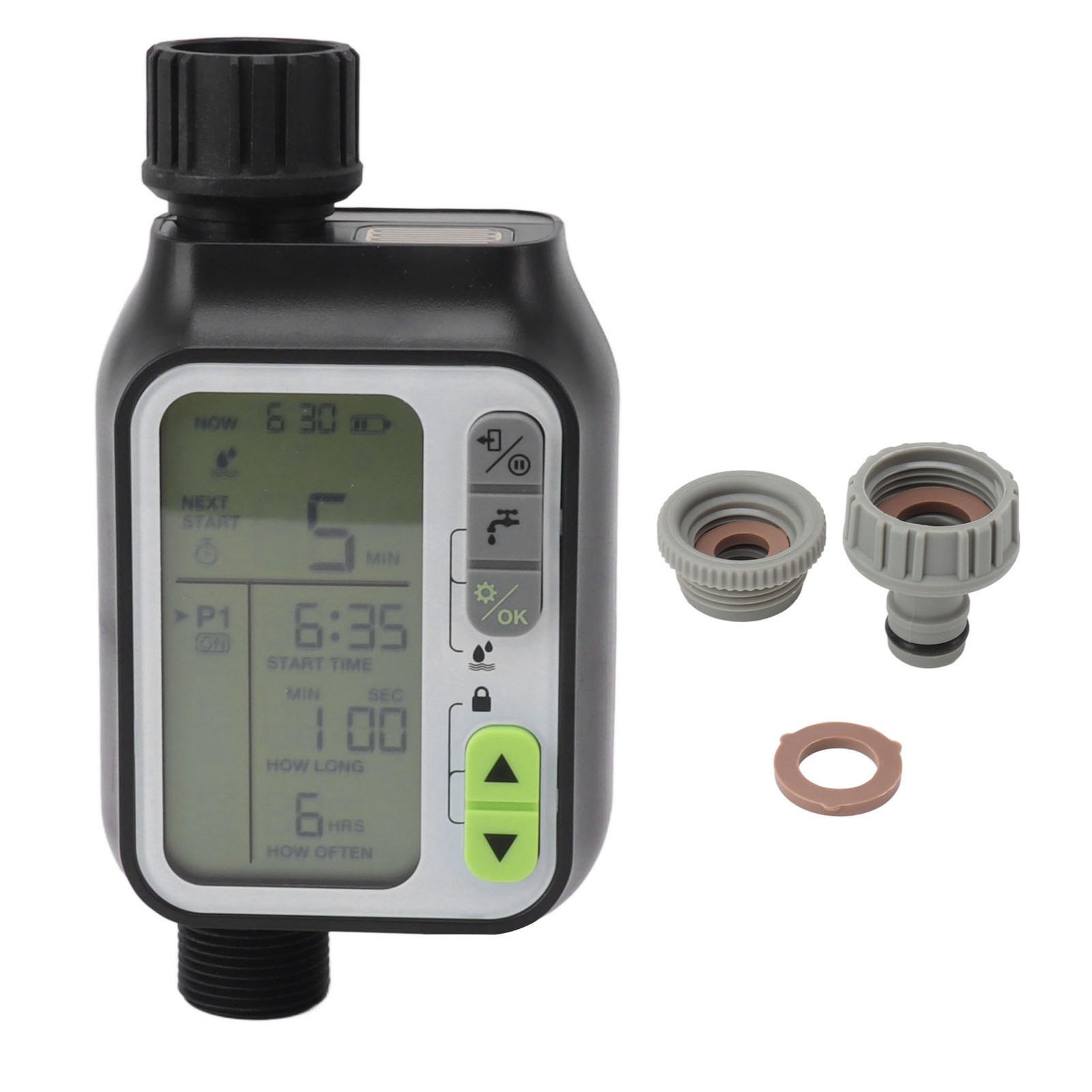 Programmierbarer Automatischer Bewässerungstimer Für Gartenschläuche Mit Regenverzögerungsfunktion Und Manueller Bewässerung.