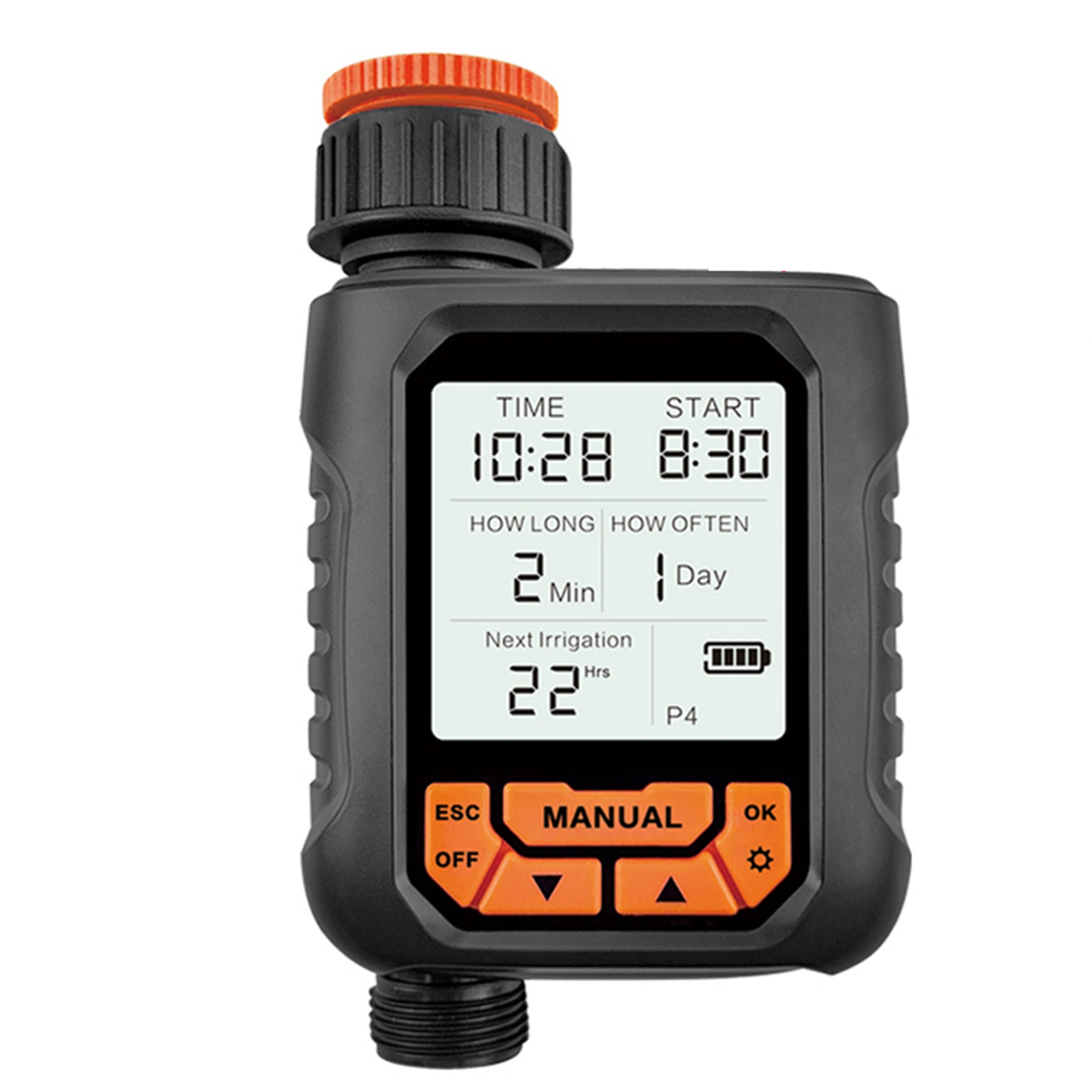 Automatische Bewässerungsuhr Für Gartenschläuche, 1 Auslass, Großes Lcd-display, Programmierbar, Manuell/automatisch, Mit Regensensor