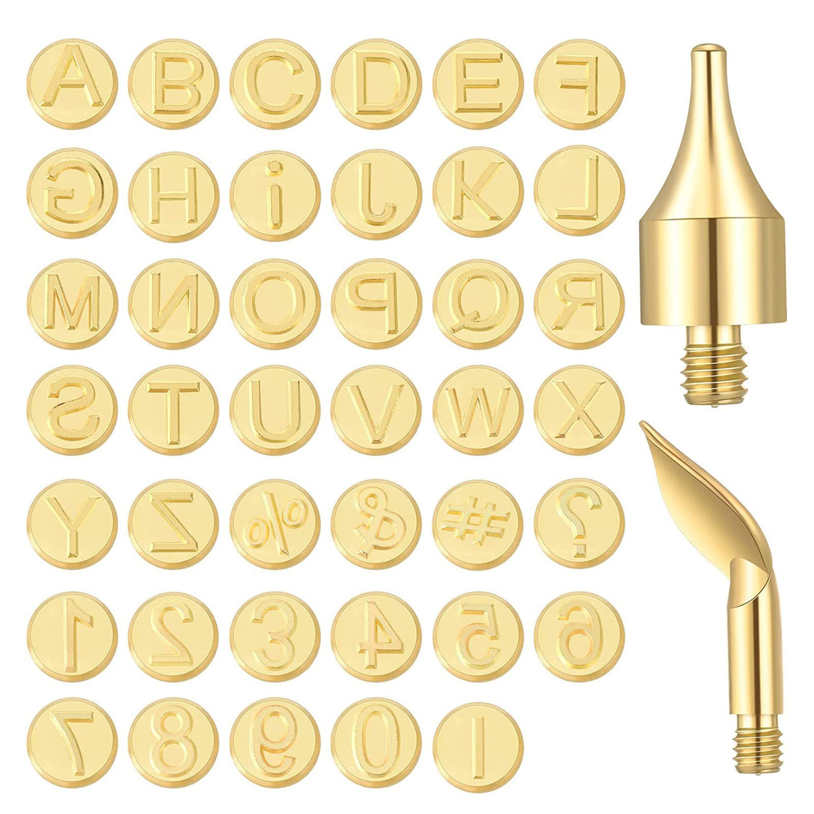 Set Mit 43 Pyrographiespitzen, Darunter Buchstaben, Zahlen Und Symbole Für Diy-holzgravuren Und -prägungen.