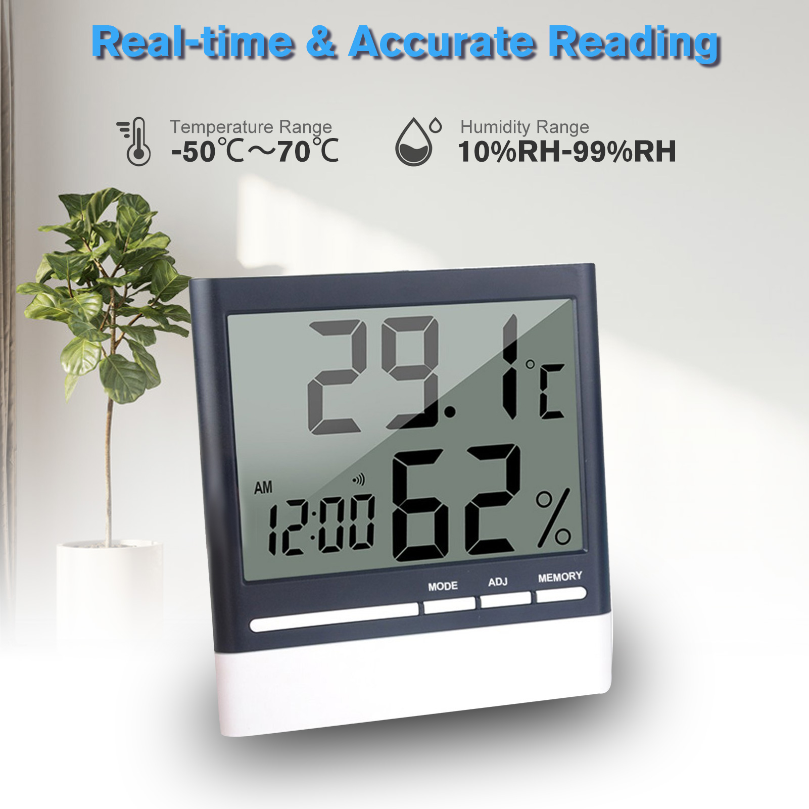 Digitales Hygrometer-thermometer, Mini-innenthermometer, Präzises Feuchtigkeitsmessgerät Mit Alarm- Und Speicherfunktion Für Zuhause, Gewächshaus, Büro Und Schule.