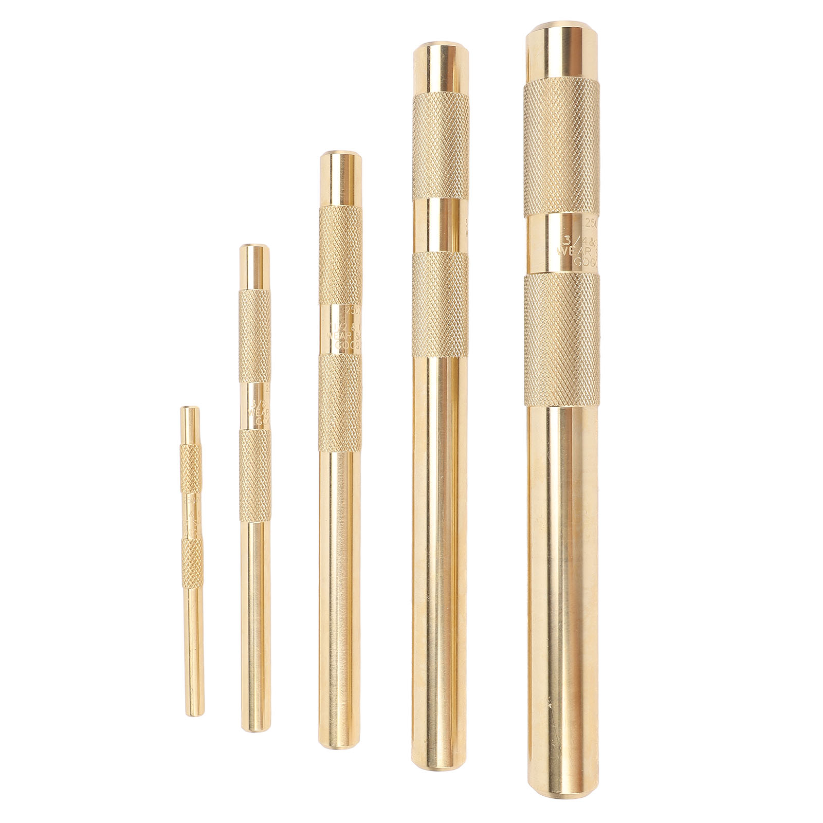 Satz Gerändelter Messing-stiftaustreiber, 1/4 Zoll, 3/8 Zoll, 1/2 Zoll, 5/8 Zoll, 3/4 Zoll, Für Kfz-reparaturen (benzin).