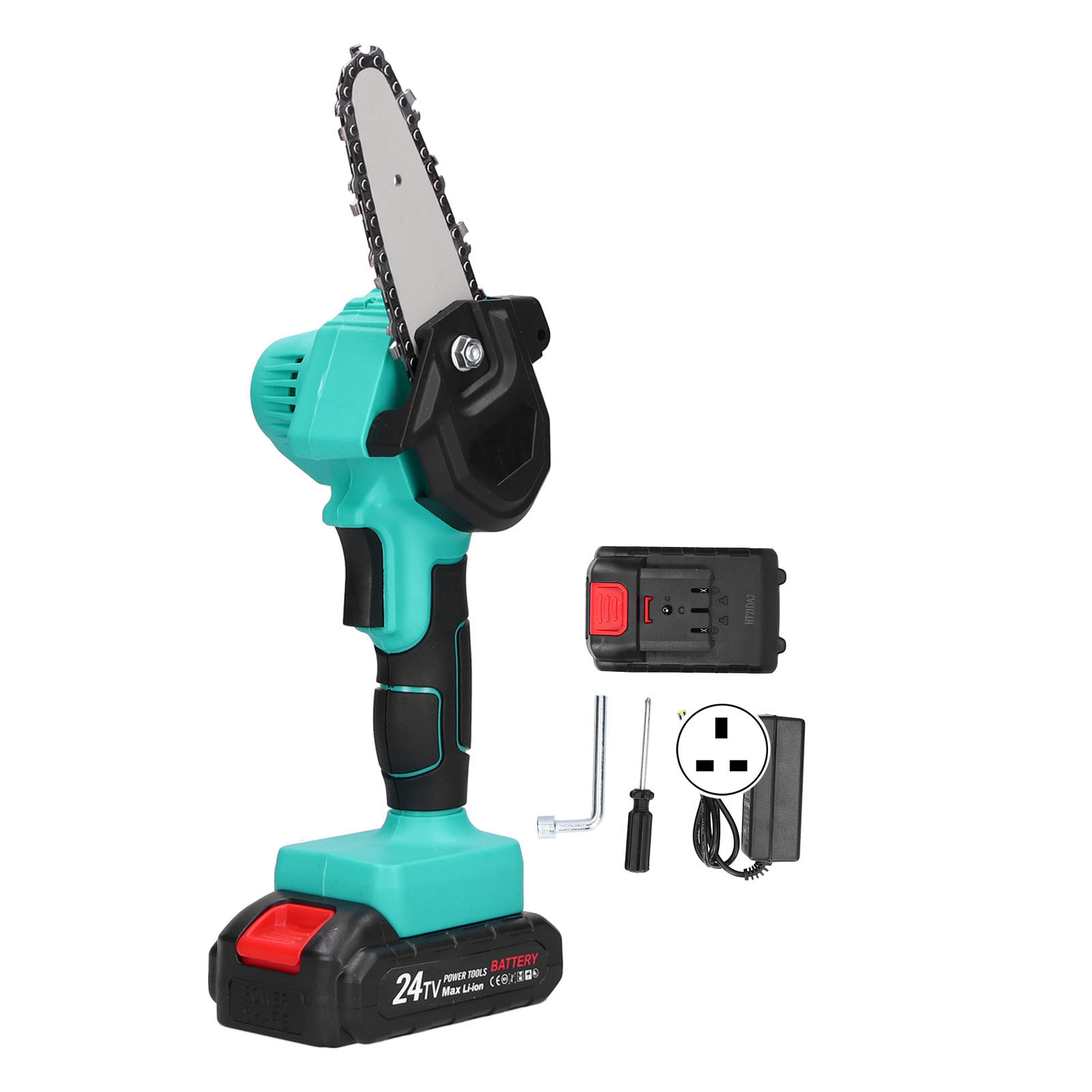 10 Cm Wiederaufladbare Elektrische Kettensäge, Tragbare Mini-elektrokettensäge, Elektrische Gartenschere, 100–240 V Eu-stecker