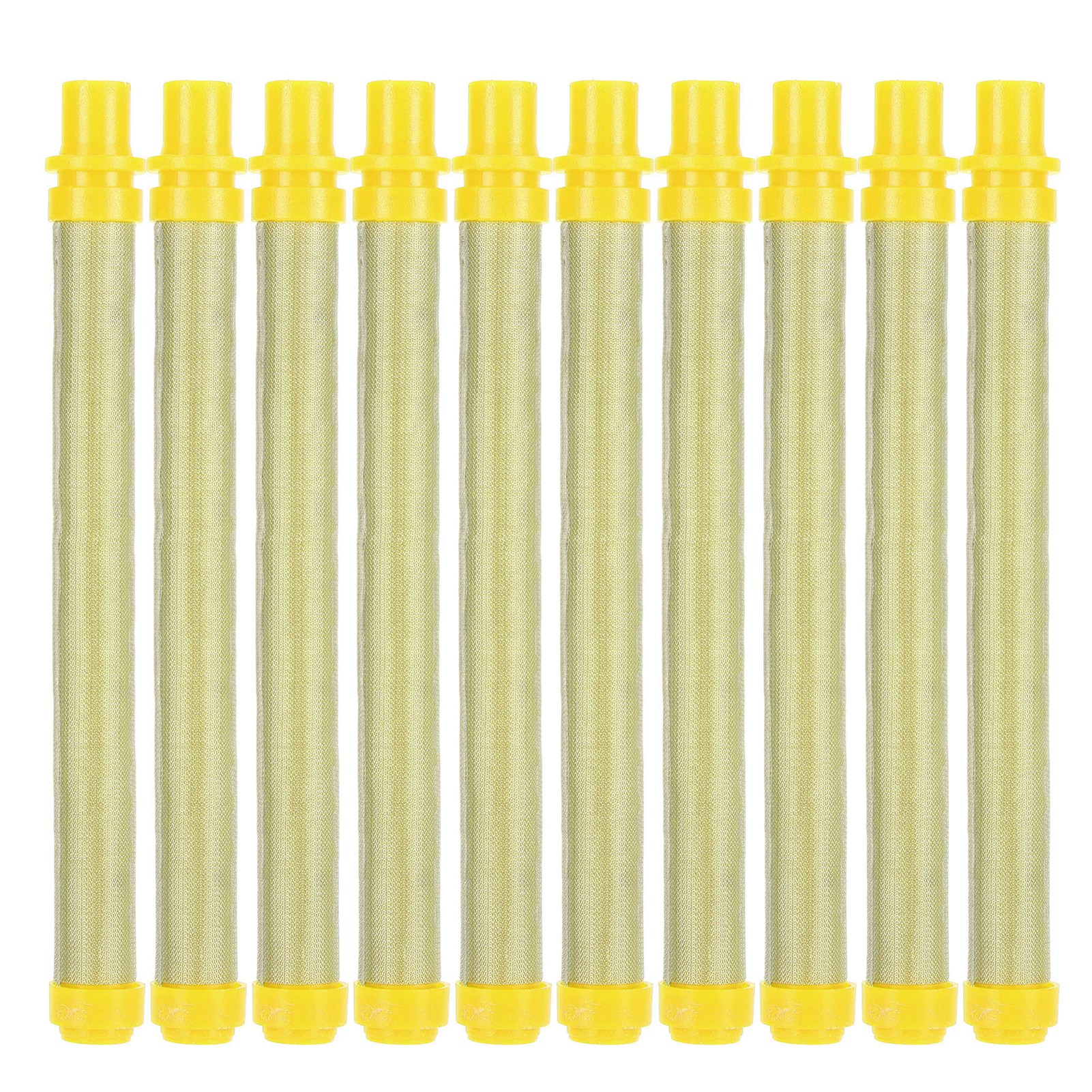 Packung Mit 10 Hocheffizienten Ersatzfiltern Für Airless-farbspritzpistolen, Gelb, 100 Mesh. Zubehör Für Malerarbeiten.