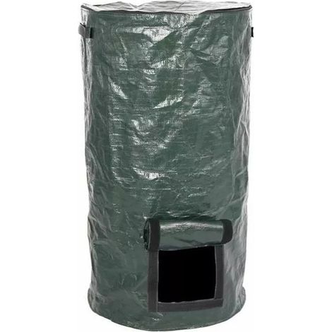 Wasserdichter Pe-gartenkompostsack, Faltbar, Leicht, Großes Fassungsvermögen, Wiederverwendbar, Für Laub, Mit Reißverschluss, 57 Liter (15 Gallonen), 35 X 60 Cm / 13,8 X 23,6 Zoll (55 X 60 Cm)