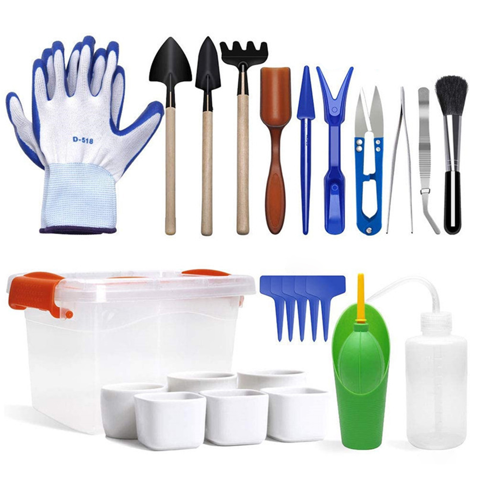 Set Mit 41 Werkzeugen Für Sukkulenten, Mini-garten- Und Pflegewerkzeuge, Bonsai, Pflanzkelle, Miniaturwerkzeuge, Handschuhe, Blattschneider, Etiketten Für Töpfe Und Pflanzen.