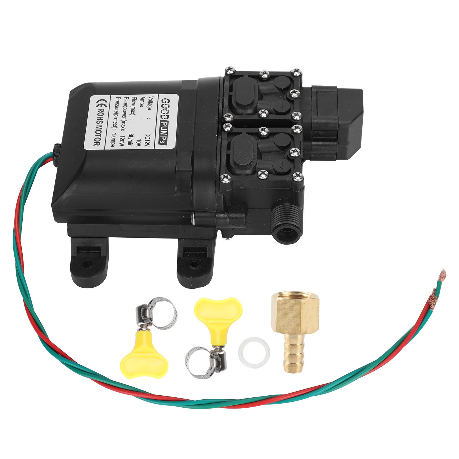 Hochdruck-hochleistungs-membranpumpe, 12 V, 120 W, 8 L, Doppelkern Mit Kupferanschluss