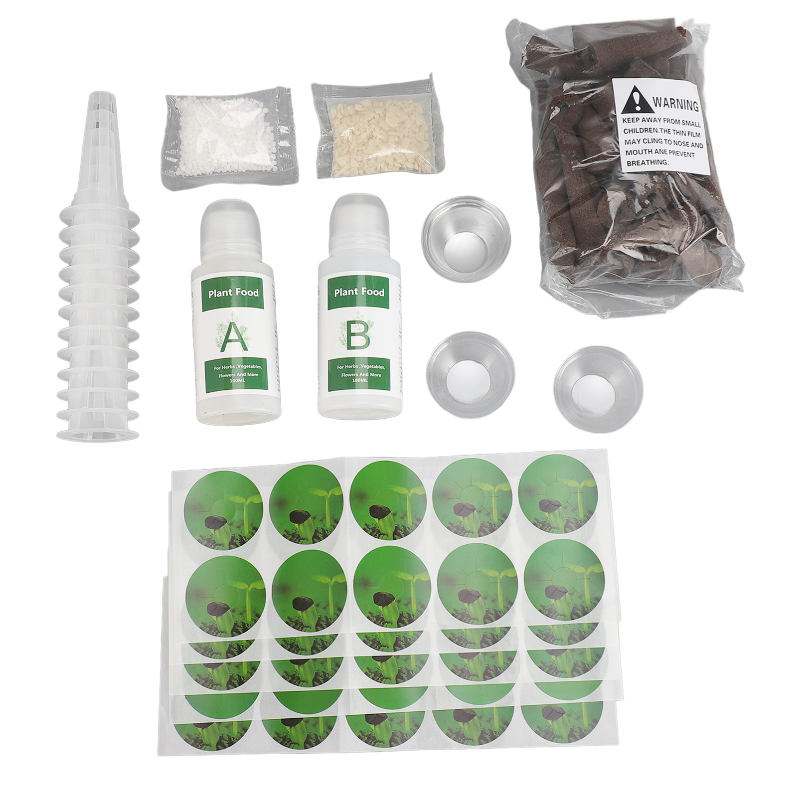100 Ml Hydroponik-dünger, Hydroponik-nährstoffset Mit Wachstumsschwämmen, Organischem Dünger, 50 Aufkleber Für Anzuchtkapseln