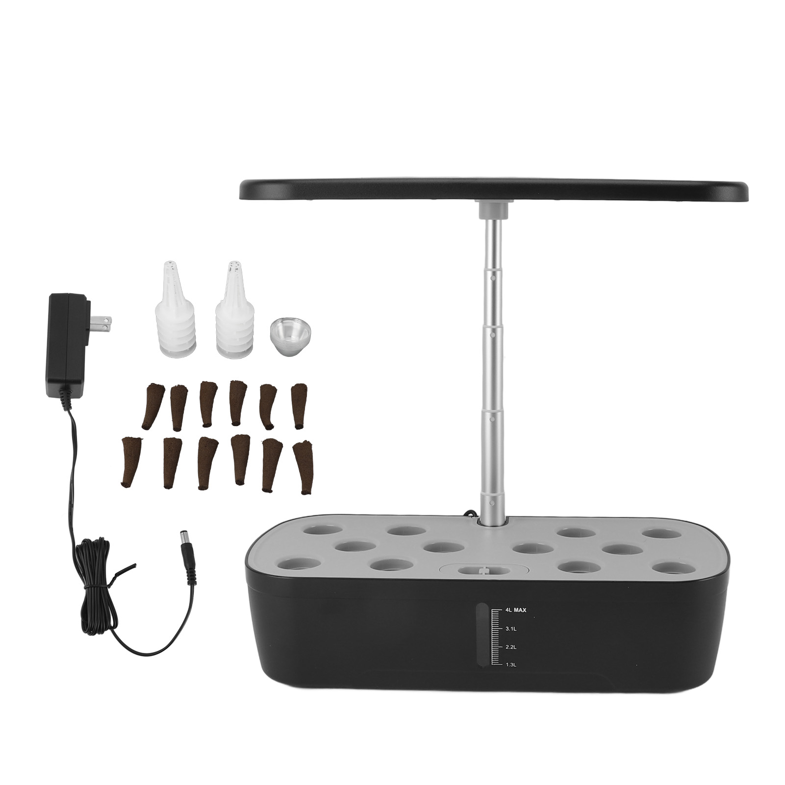 Hydroponisches 12-töpfe-system Aus Abs-kunststoff, Indoor-gartenbau-set Ohne Erde Mit Led-pflanzenlampe Für Zuhause