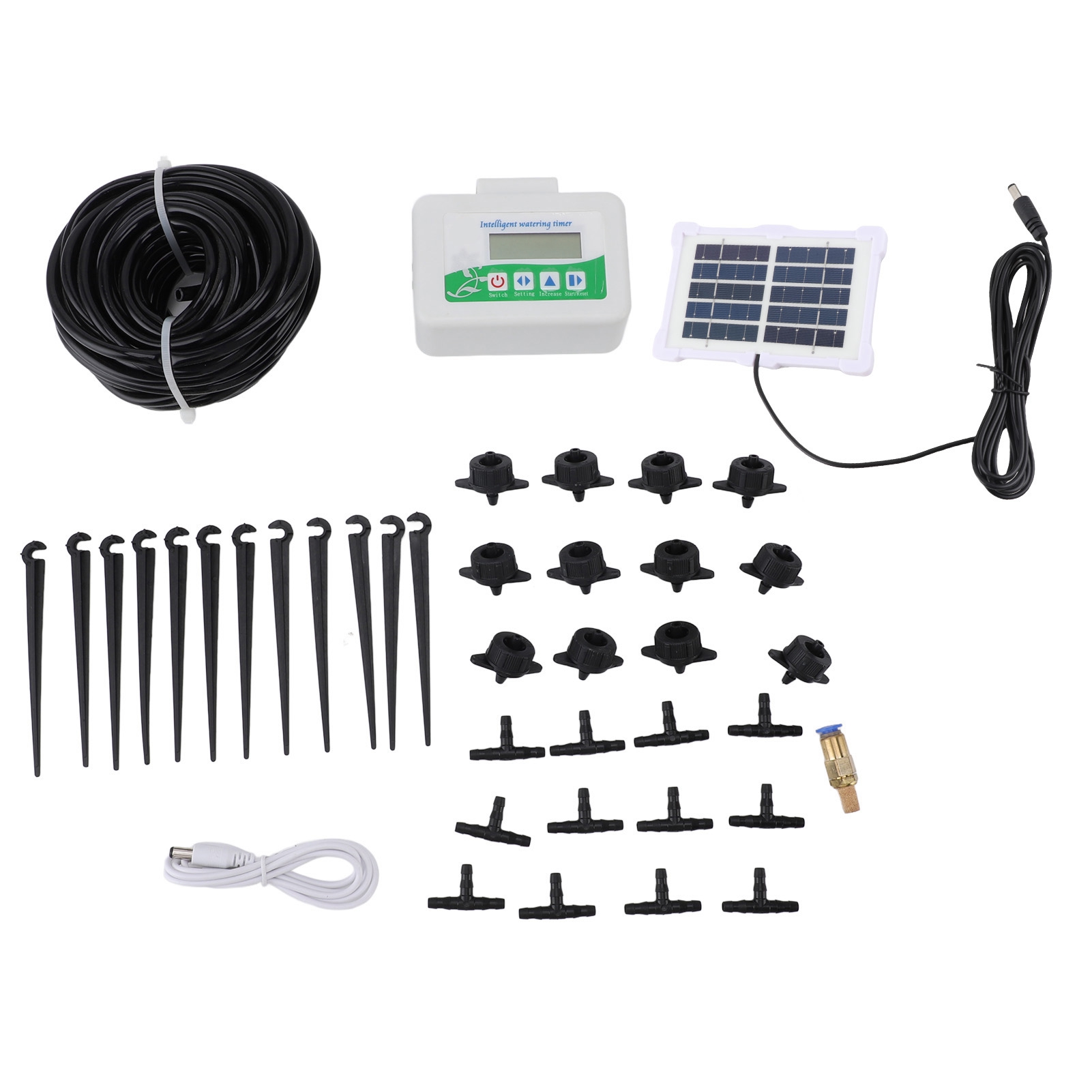 Programmierbarer Und Energieeffizienter Intelligenter Bewässerungstimer Mit Solarpanel Zur Automatischen Bewässerung Von Gärten, Ackerland Und Wiesen.