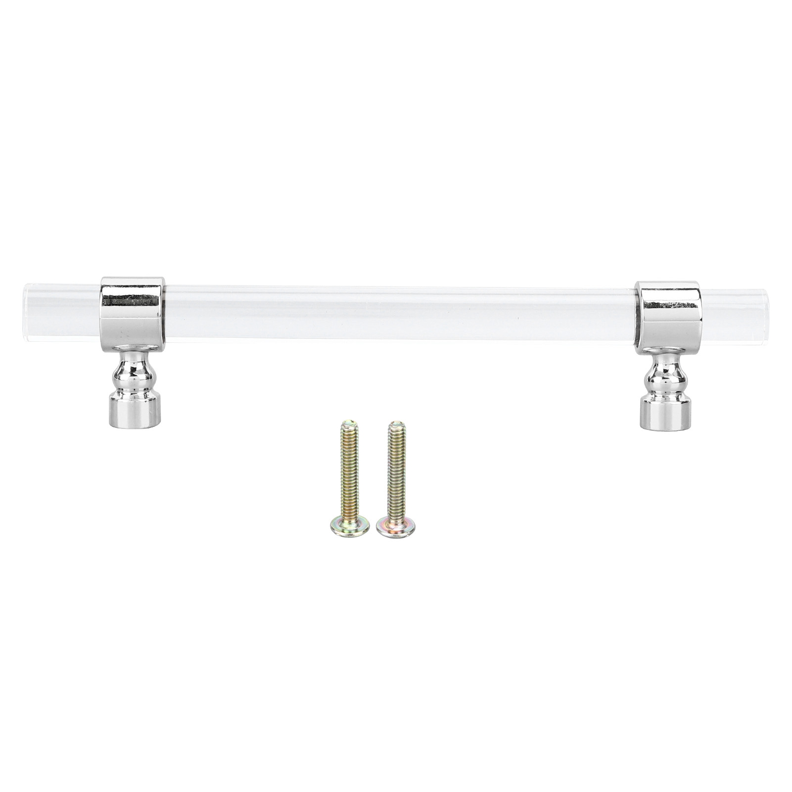 Transparenter Acrylgriff, Einfach Zu Montieren, Für Schubladen, Schränke Und Kommoden B01277s, 96 Mm Lochabstand, Glänzend Silber