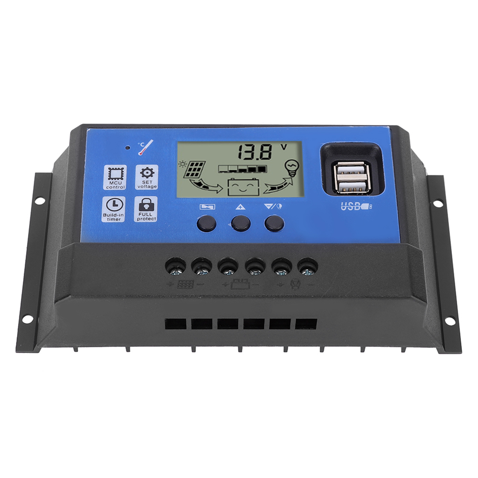Intelligente Solarstraßenleuchte 60a 12/24v Mit Lcd-display Und Dualem Usb-pwm-controller