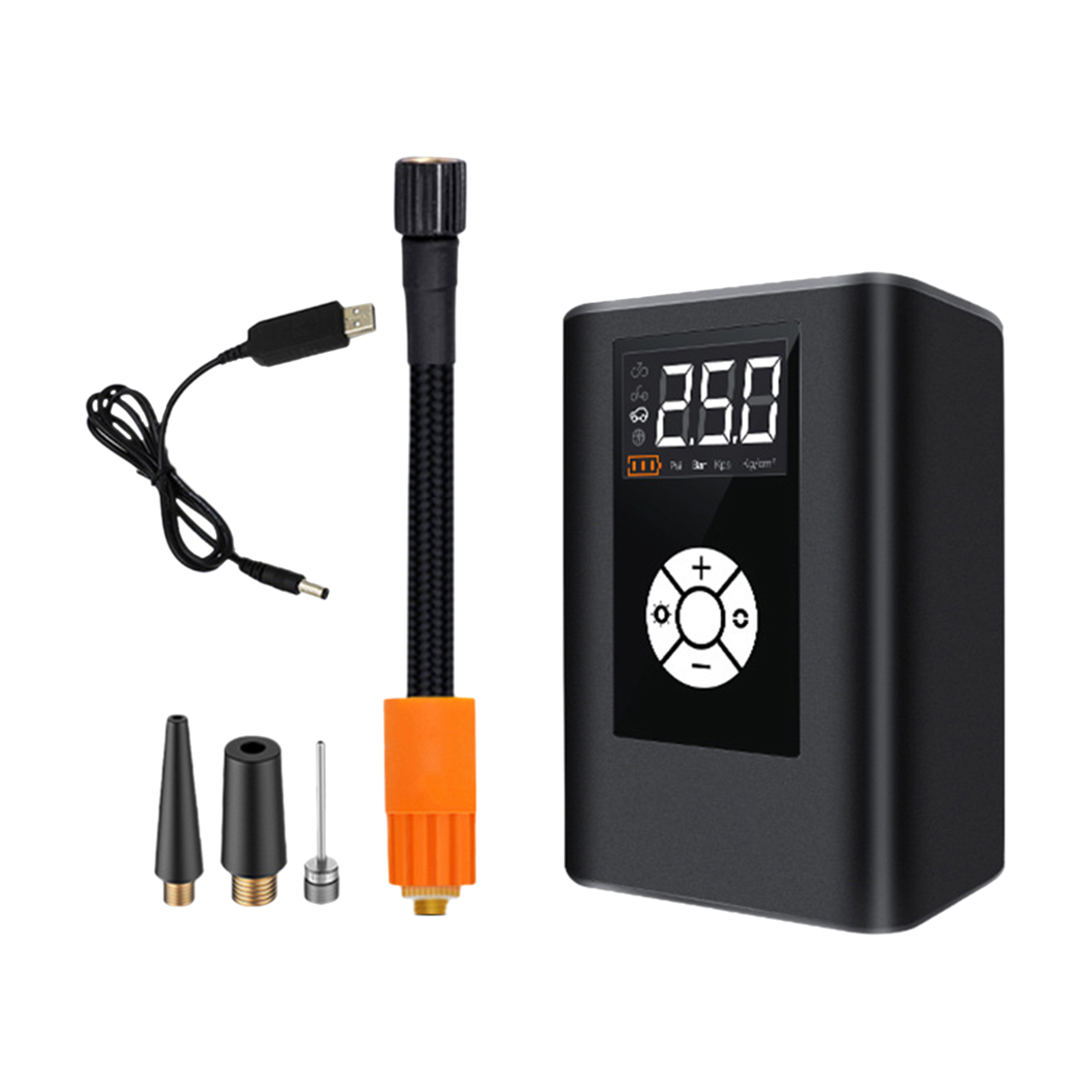 Mini-reifenfüller 120 Ps, Tragbarer Luftkompressor, Lcd-bildschirm, Elektrische Fahrradpumpe Mit 4000 Mah Akku Und Led-licht Für Auto, Fahrrad, Motorrad, Bälle Und Bojen.