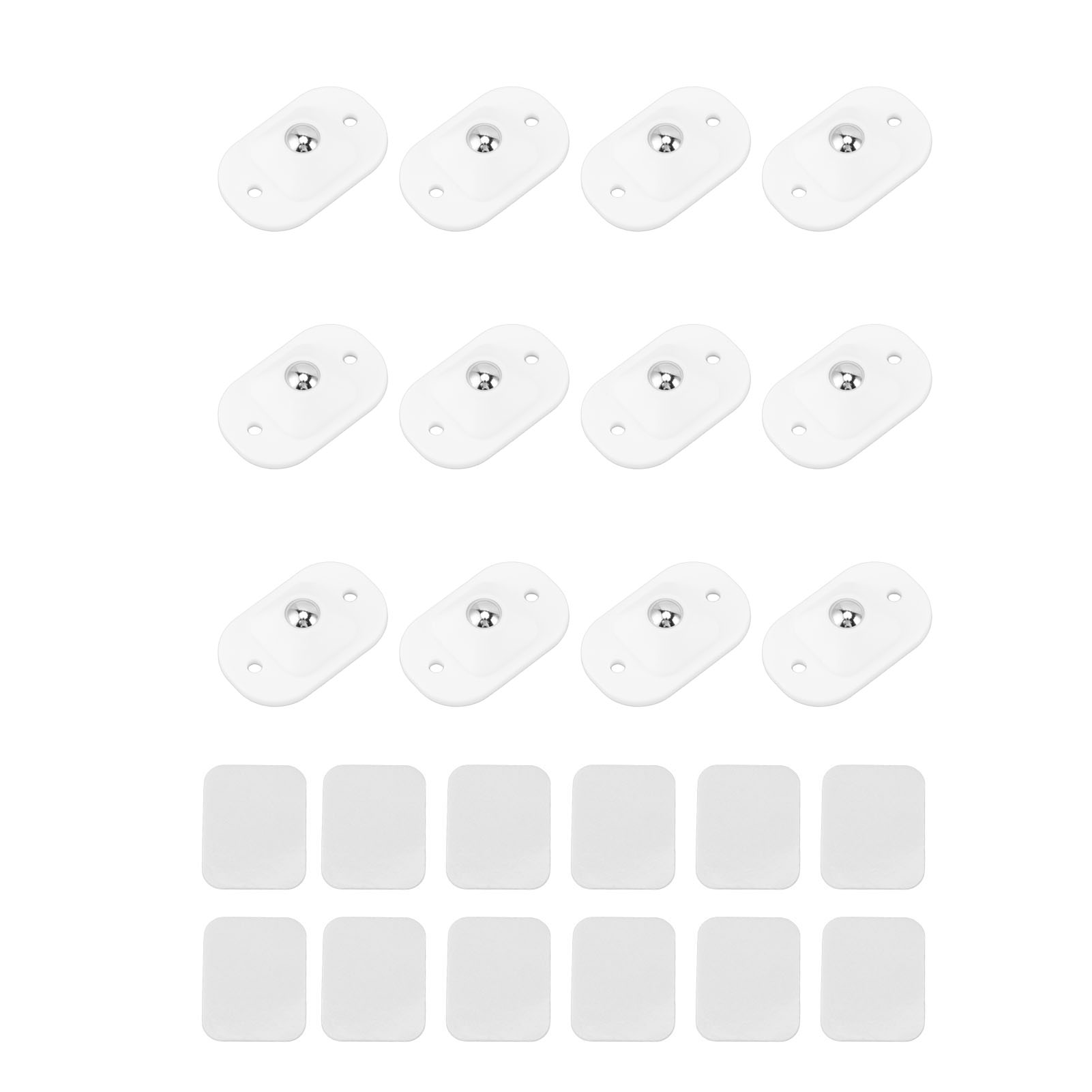 Set Mit 12 Selbstklebenden Edelstahl-lenkrollen, 360°-drehung, Weiß.