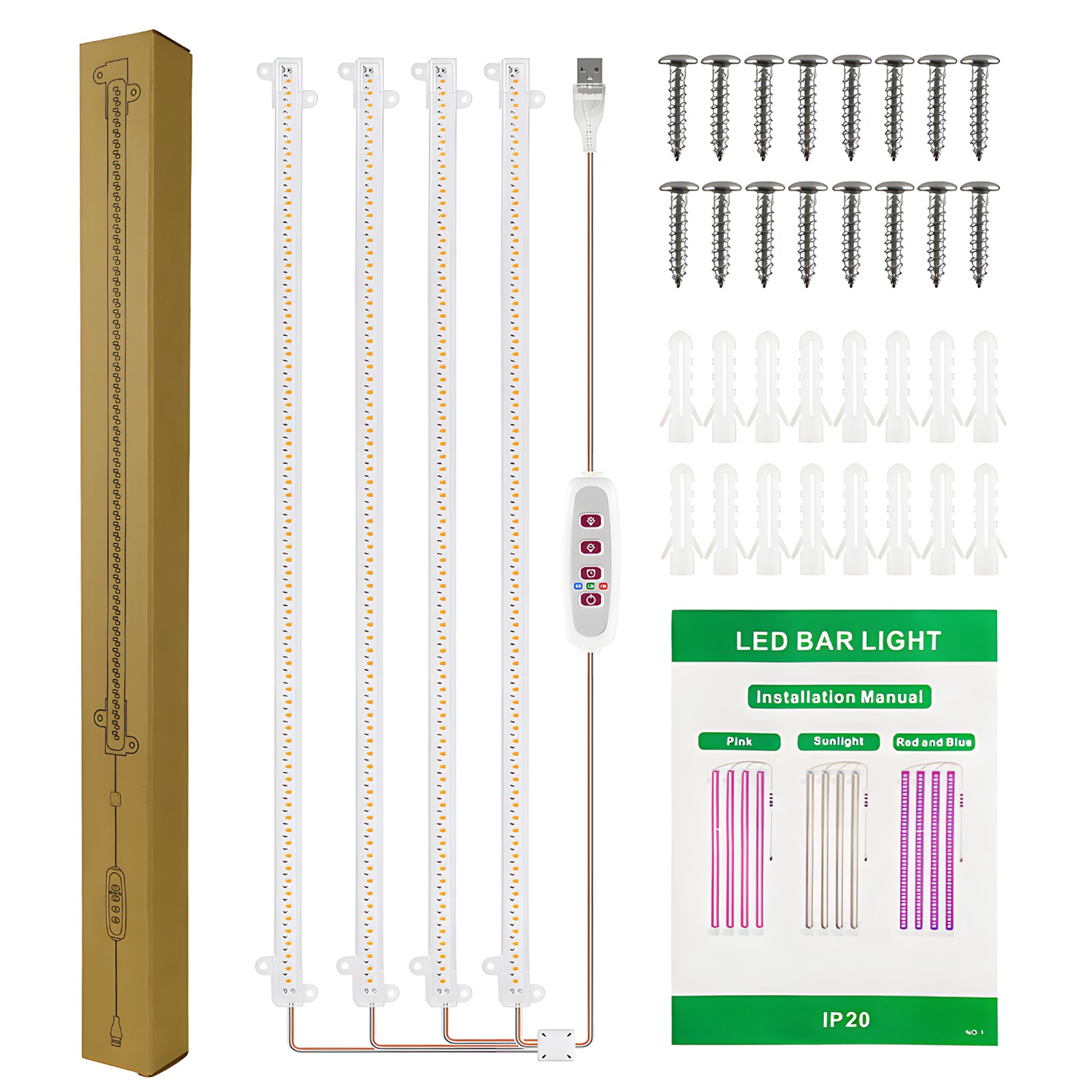 Led-lichtleisten Für Pflanzenwachstum, 8 W, 84 + 84 Leds, 22,7 Lm, Mit 8h/12h/16h Timer Und 5 Helligkeitsstufen, Ideal Für Gewächshaus-hydroponik Und Sukkulenten (4 Balken).