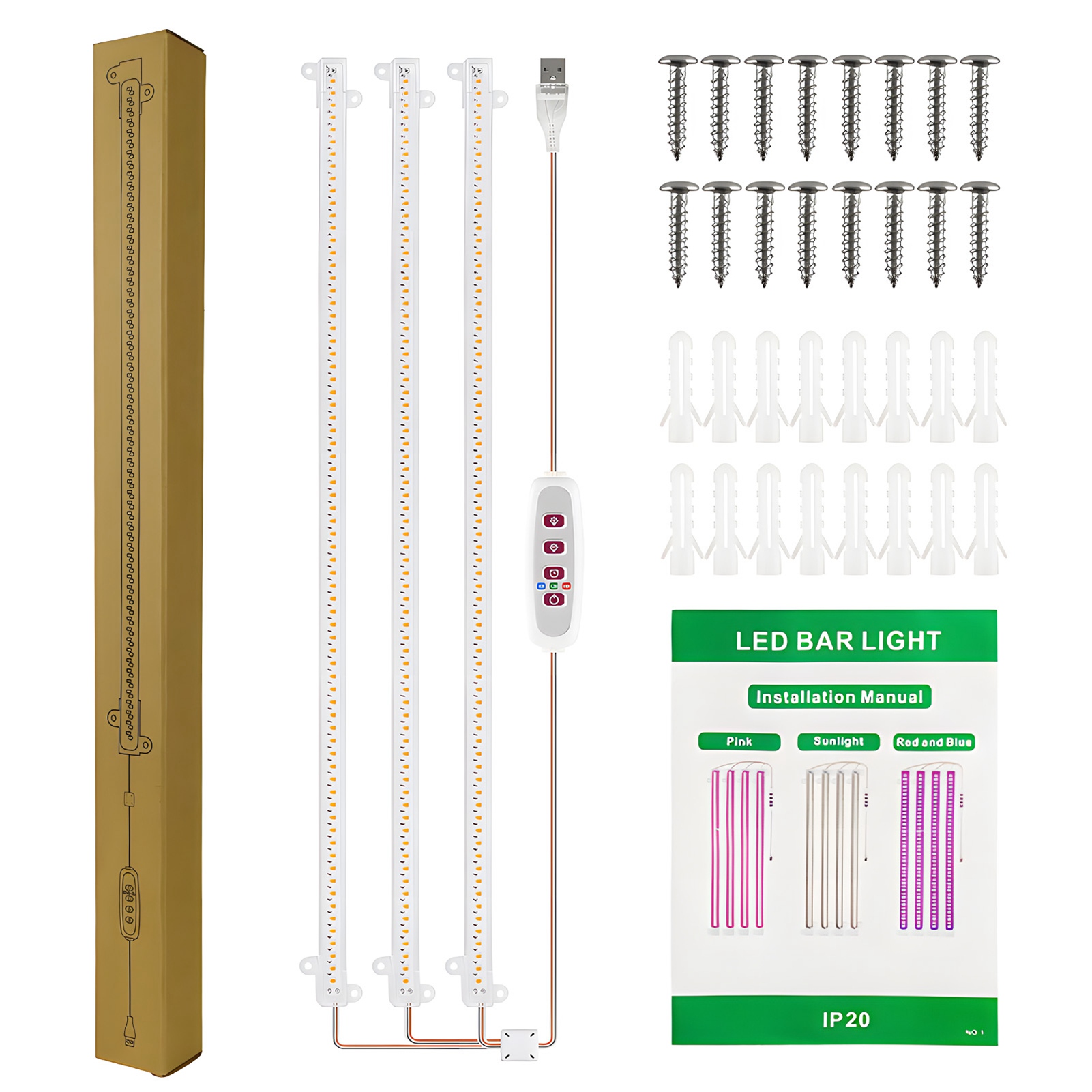 Led-lichtleisten Für Pflanzenwachstum, 6,2 W, 126 Leds, 4000 K, 169,2 Lm, Mit 8 H/12 H/16 H Timer Und 5 Helligkeitsstufen, Ideal Für Gewächshaus-hydroponik Und Sukkulenten (3 Leisten).