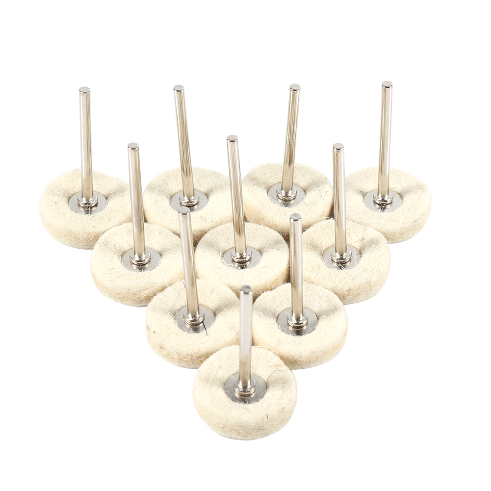 Packung Mit 10 25-mm-polierbürsten Aus Wollfilz Mit Griff Für Bohrmaschine Und Schleifmaschine.