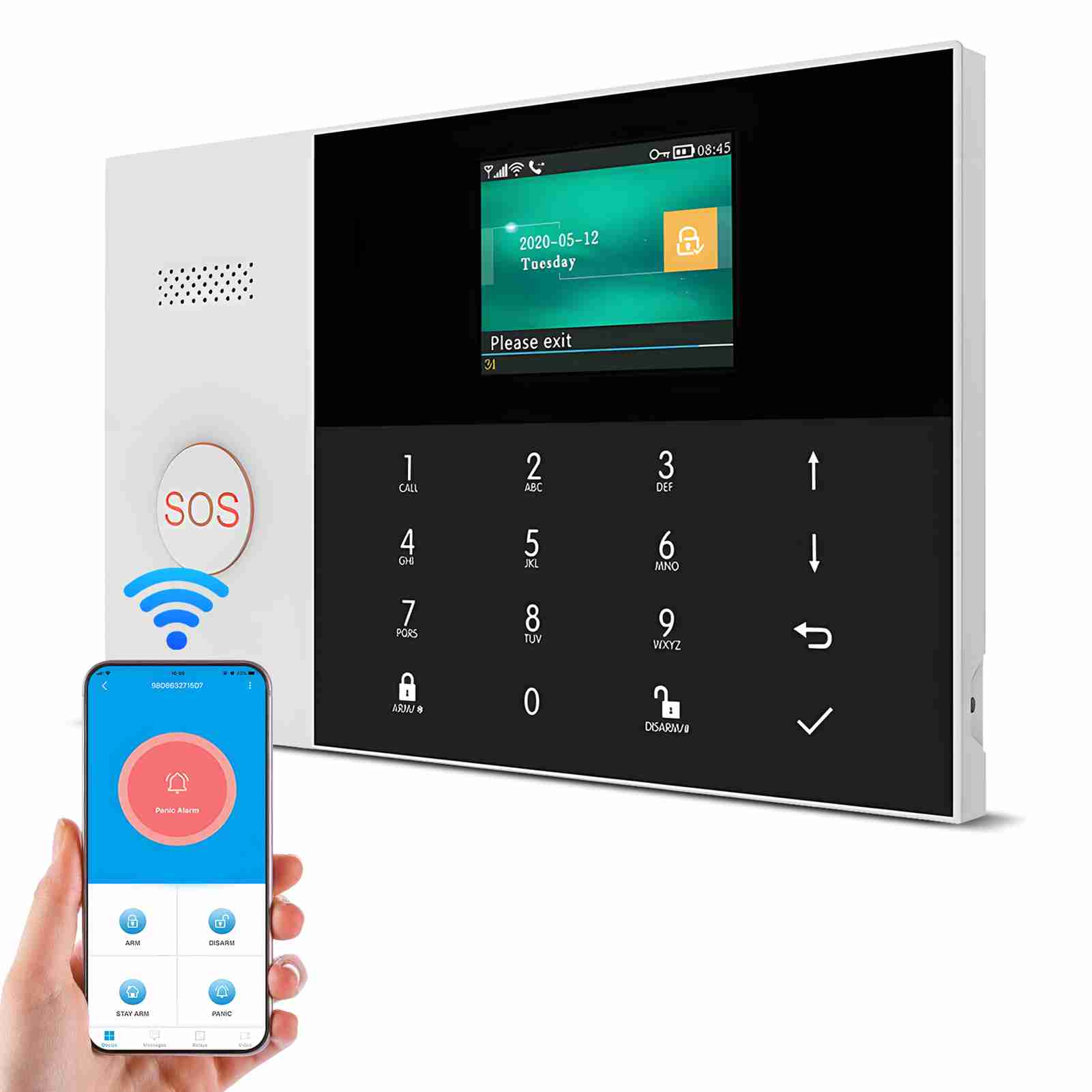 Intelligentes Alarmsystem Für Ihre Haussicherheit Mit App-steuerung, 2,4-zoll-tft-lcd-bildschirm, Ein-knopf-alarm, Zwei-wege-sprach-gegensprechanlage Und Der Möglichkeit, Bis Zu 100 Detektoren Hinzuzu