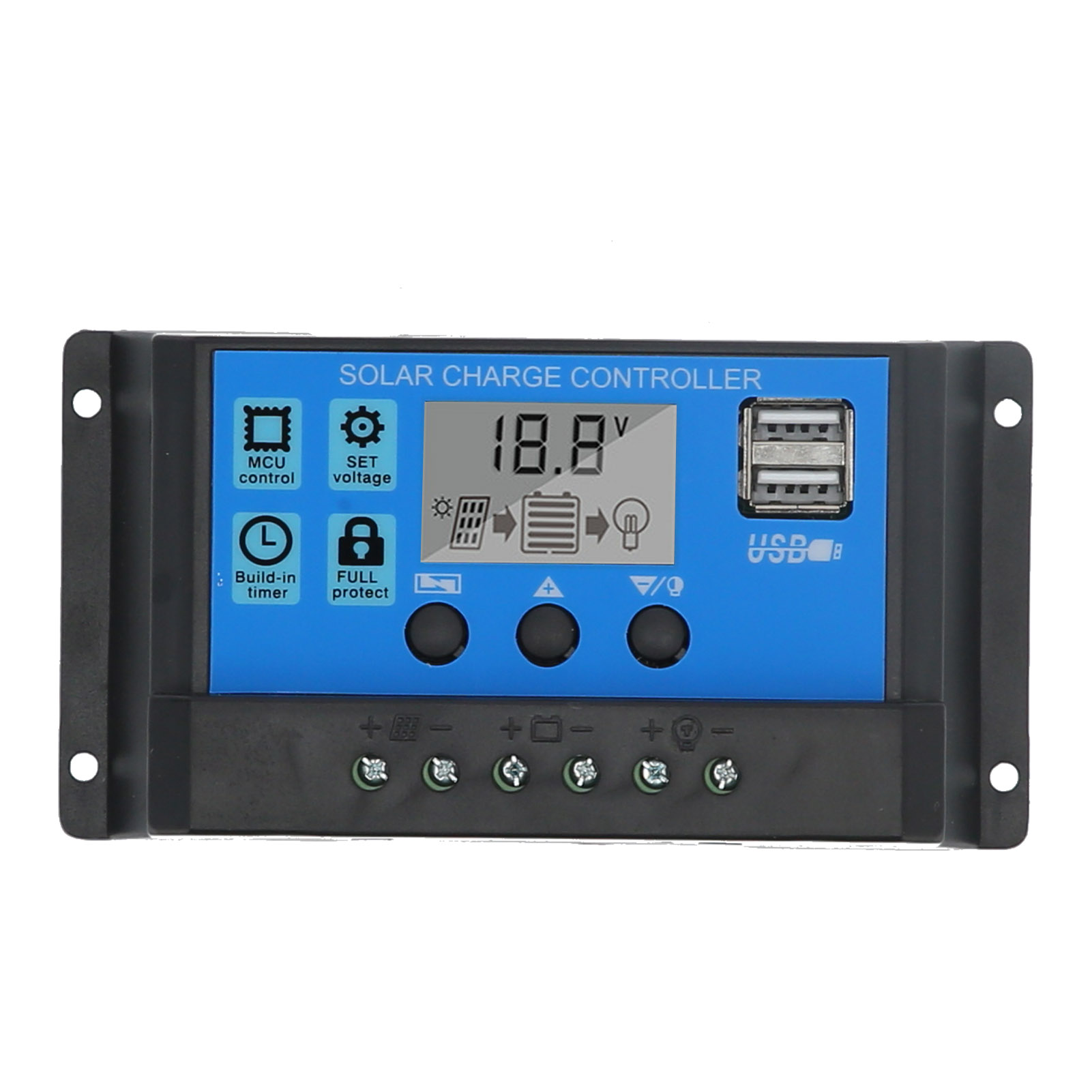 2-kanal-mos-solarladeregler 20a 12v 24v, 3-stufiger Pwm-batterieregler, Solarmodulregler